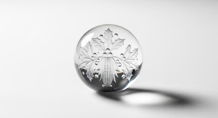 Crystal ball with etched floral design