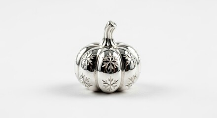 A shiny silver pumpkin figurine with