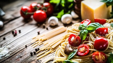 Healthy organic pasta, reflecting Mediterranean diet style, ideal for healthy living promotion