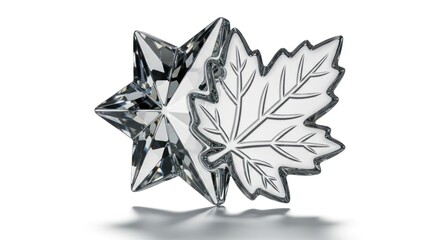 Silver star and maple leaf ornaments on