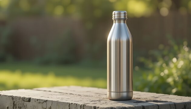 Stay hydrated with a sleek reusable water bottle in nature, perfect for eco-conscious living and outdoor adventures with green sustainable lifestyle