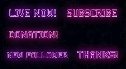 Vibrant Neon Glow Text Overlays for Live Streaming and Online Content Creation