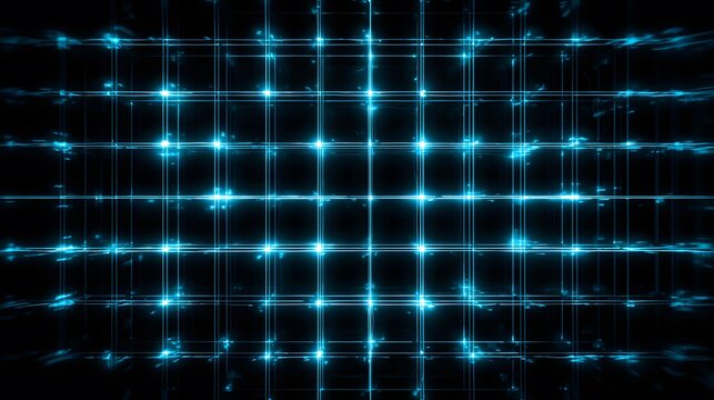 An abstract blue technology background featuring a glowing digital pattern of binary code lines in motion across dark space