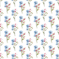 Seamless pattern, flower background with watercolor bouquets. Repeat fabric wallpaper print texture. Perfectly for backdrop, wrapped paper.