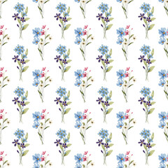 Seamless pattern, flower background with watercolor bouquets. Repeat fabric wallpaper print texture. Perfectly for backdrop, wrapped paper.