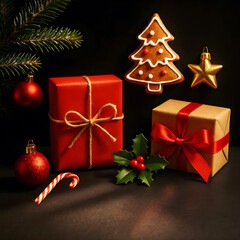 Elegant Christmas Gift Box Scene