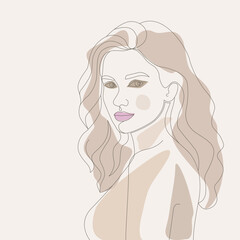 Portrait Female Face Contemporary Abstract Line Art