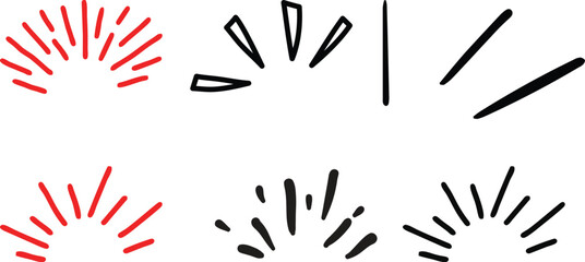 Collection of Hand-Drawn Sunburst and Starburst Graphic Elements