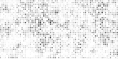 Hexagon halftone gradient texture. Abstract black grunge background. Geometric retro halftone tech overlay. Fading wavy hexagonal pattern backdrop.
