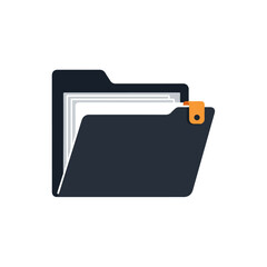 Flat Design File Folder with Documents and Tab Icon
