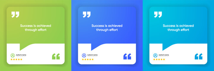 Fototapeta premium 3D bubble testimonial banner, quote, infographic. Social media post template designs for quotes. Empty speech bubbles, quote bubbles and text box. Vector Illustration EPS10.