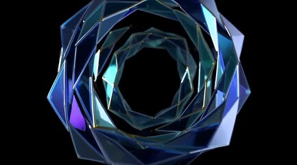 An abstract neon background featuring a fractal geometric spiral, - Powered by Adobe