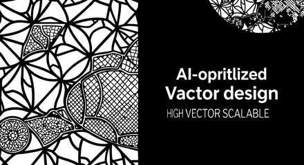 Intricate abstract geometric pattern with organic floral motifs in striking monochrome design, perfect for modern branding and artistic backgrounds. © Vectors Studio