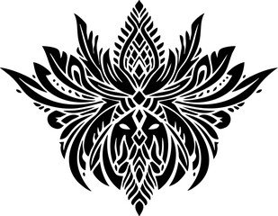 Obraz premium Intricate black tribal flourish design with symbolic animal face, perfect for elegant branding and spiritual art projects