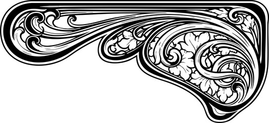 Elegant Art Nouveau floral flourish design element adds vintage charm to invitations, borders, and decorative projects