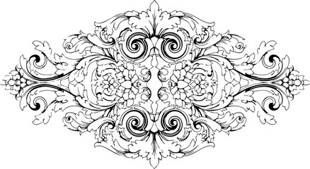 Elegant ornamental flourish with intricate scrollwork and floral details, perfect for classic designs and luxurious branding applications.