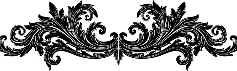 Fototapeta premium Elegant black baroque flourish design for luxury invitations, ornate borders, and vintage decorative elements
