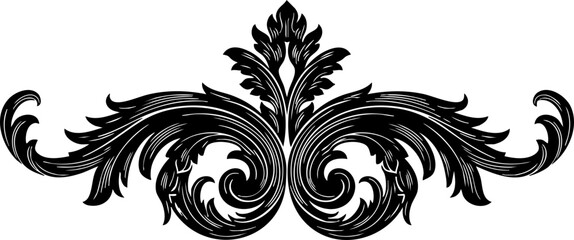 Elegant black baroque flourish design adds ornate sophistication to invitations, stationery, and decorative projects.