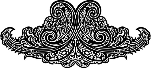 Elegant black ornate flourish design elements for sophisticated invitations, branding, and decorative projects