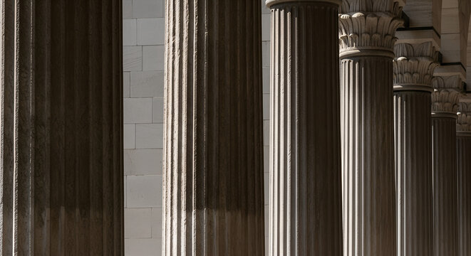 Column structures in a historic building showcasing classic architecture  