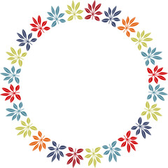 Circle frame with leaves. Leaf elements decoration template. Baby shower design