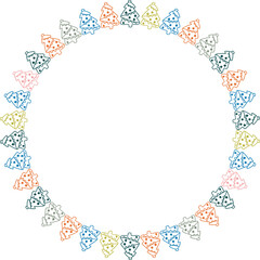 Colorful pine tree frame. Festive greeting template with Christmas tree elements. Design for greeting card