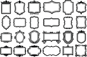 Collection of ornate decorative frames and borders, isolated on white