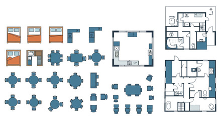 floorplan layout architectural blueprint showing furniture arrangement modern household interior design perfect for real estate advertising and home improvement projects