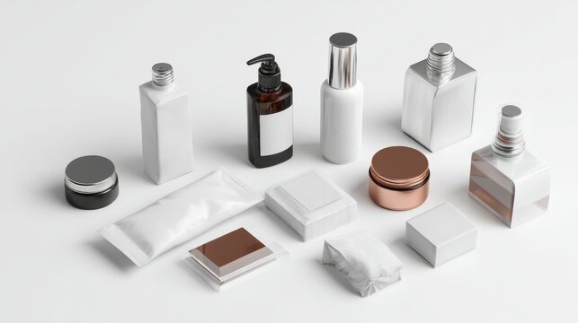 White minimalist skincare and cosmetic product display