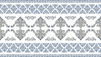 set of seamless geometric patterns Blue and Beige Vintage Baroque