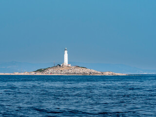View of the historic Trafalgar Lighthouse from offshore waters.