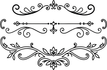 Decorative flourishes and dividers, elegant vintage ornamental elements collection