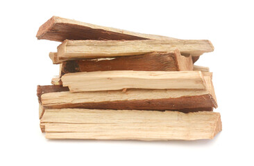 Pile of firewood isolated on a white background.