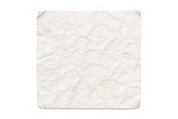 Crumpled vintage paper providing a textured blank white background with transparency, creating an old aged document overlay