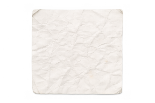 Crumpled vintage paper providing a textured blank white background with transparency, creating an old aged document overlay