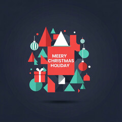 Merry christmas holiday geometric graphic design with festive decorations