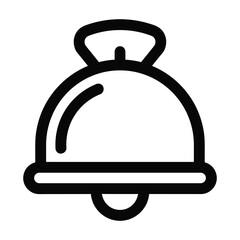 Simple outline icon of a classic bell with a handle and clapper isolated on a white background