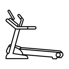Simple line art illustration of a modern treadmill machine for cardio exercise and fitness training