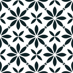 Seamless black and white floral geometric pattern background design