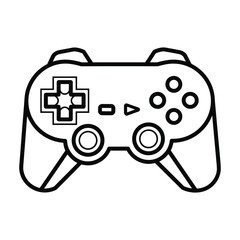 Simple outline drawing of a modern video game controller with buttons and joysticks for gaming entertainment