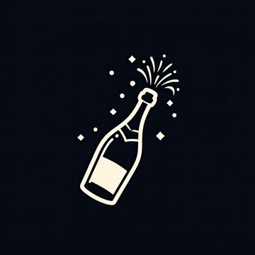 Champagne bottle exploding with celebratory fireworks