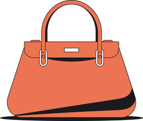 Orange handbag fashion accessory elegant women's purse vector art