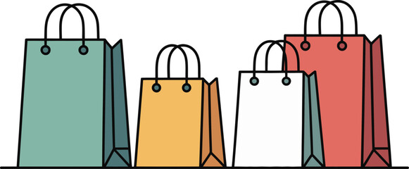 Colorful shopping bags line icon for retail and consumerism