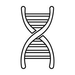 Simple black and white line art illustration of a dna double helix structure representing genetics and science
