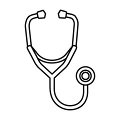 Simple outline drawing of a medical stethoscope used by doctors and healthcare professionals for listening to heartbeat and lungs