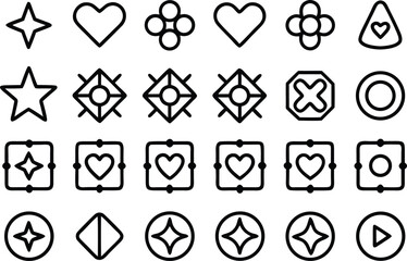 Collection of diverse abstract geometric shapes and symbols icon set