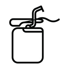 Simple line art illustration of a small square object with a wire loop attached to its top corner