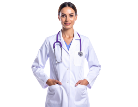 Healthcare Hero – Smiling Female Physician in White Coat