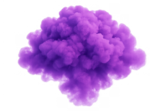 Purple smoke cloud expanding explosion or abstract dust movement isolated on transparent background - Powered by Adobe