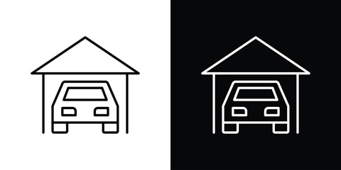 Car garage icon outline. Vector isolated pictogram for web